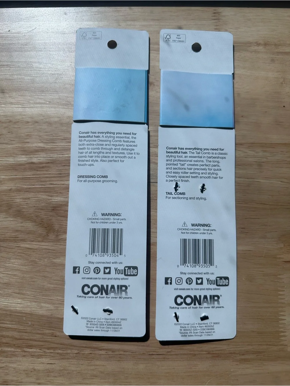 Conair Combs– set of 2- one Smooth & style and one lift & section Tail Comb
